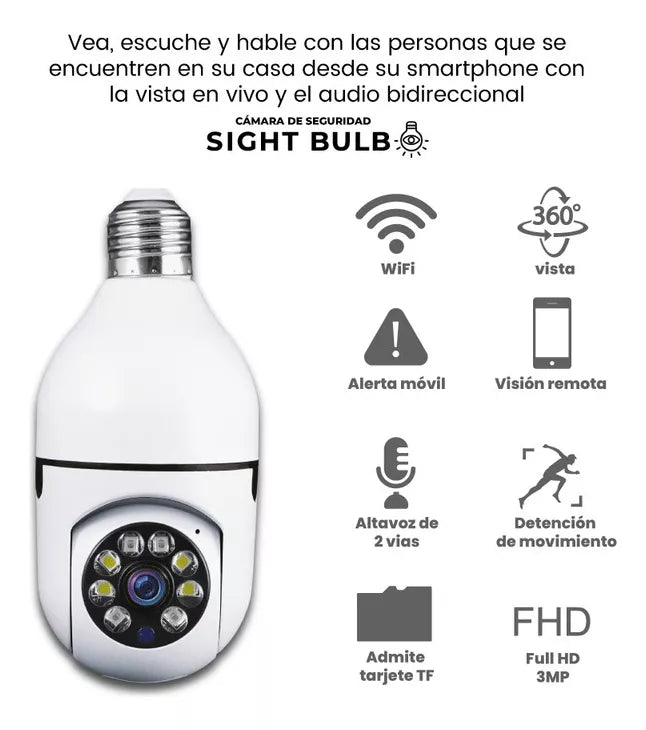 CÁMARA BOMBILLO SEGURIDAD 360 WIFI